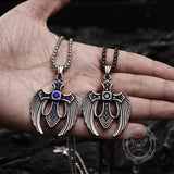 Fallen Angel Wings Stainless Steel Gem Pendant