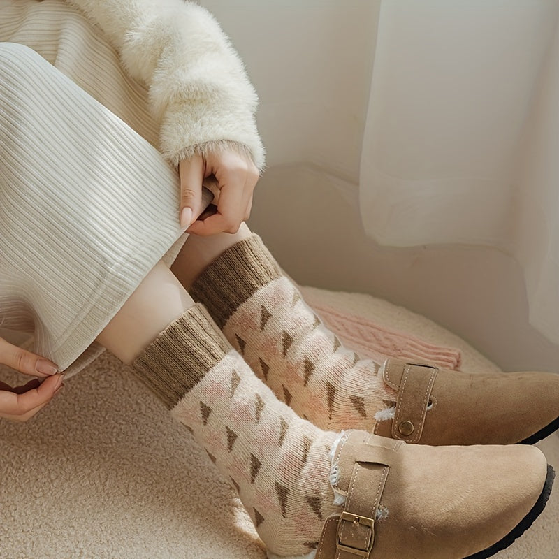 4 pares de calcetines gruesos, cálidos y cómodos, de rizo, de tubo medio, para mujer.