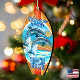 Dolphins Surfboard Wooden Ornaments by G. DeBrekht - Coastal Holiday Decor - 8114070
