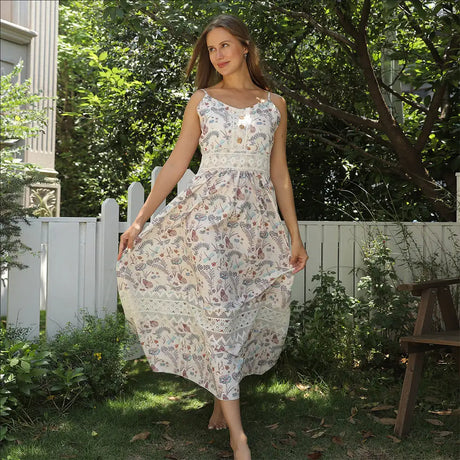 Women's Sleeveless Suspender Floral Dress - Lootquake