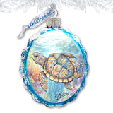 Adornos navideños de cristal - Adornos de cristal con forma de tortuga de G. Debrekht - Decoración navideña costera - 777396