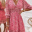 V-neck Printed Dress With Ruffled Waist, Exquisite And Elegant Design-perfect For Spring And Autumn. - Lootquake