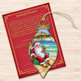 Beach Themed Ornaments - Santa on the Beach Wooden Ornaments by G.Debrekht Coastal Holiday Decor - 8688308