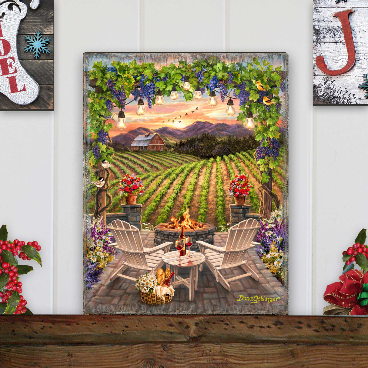 Arte mural "Vino al atardecer" de D. Gelsinger - Family Love Decor - 95684B-DG