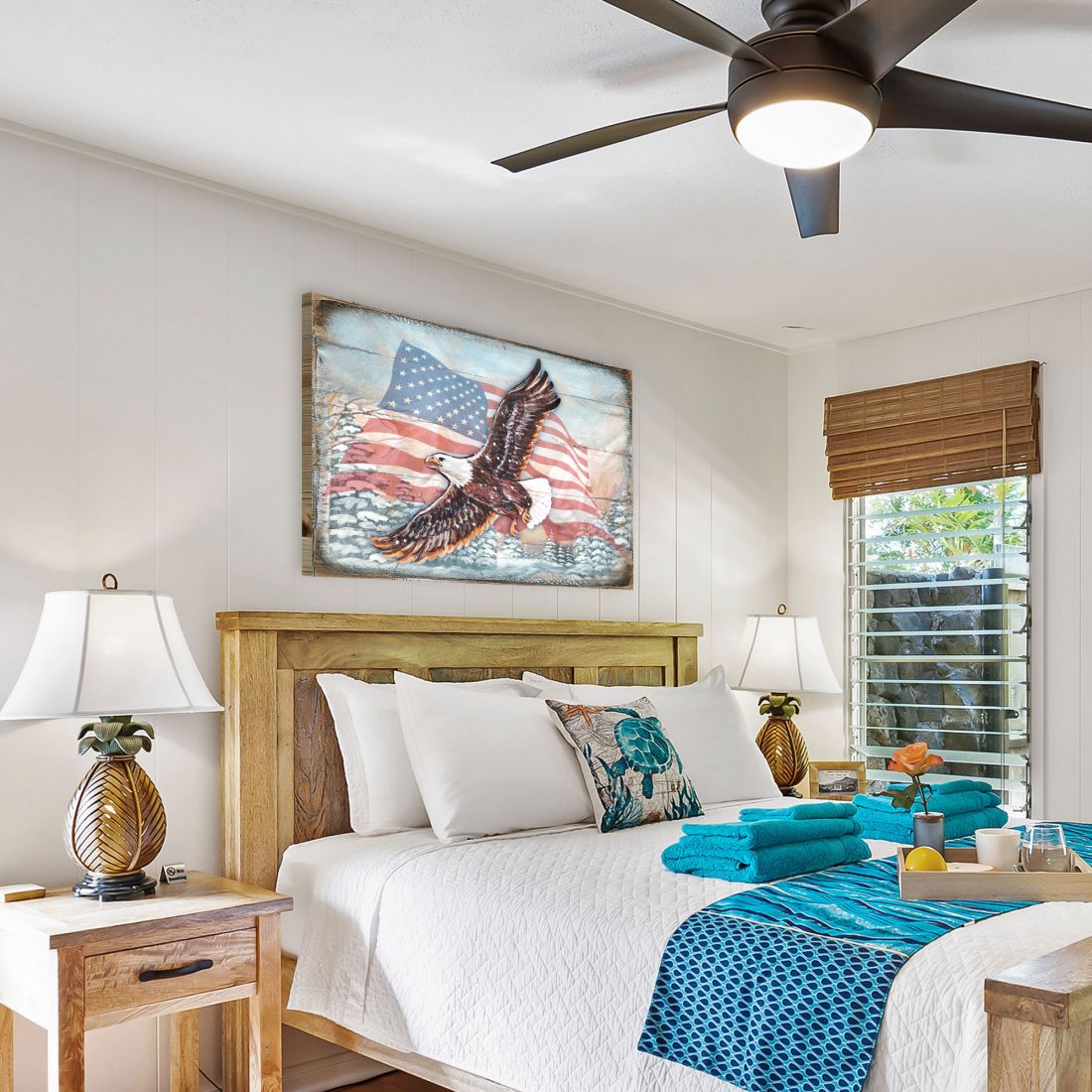 Arte mural de madera con águila americana de Nature Wonders - Decoración patriótica estadounidense - 95221B