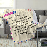 1pc Envelope Printed Flannel Blanket, To My Mom Blanket For All Season, Warm Cozy Soft Throw Blanket Nap Blanket For Couch Bed Sofa Office Camping Travel Home Decor, Anniversary Birthday Gift Blanket For Mom