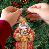 Yuletide Pets with Santa Wooden Ornaments by G. Debrekht - Christmas Santa Snowman Decor - 8691406