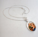 Madonna And Child Silver Plated Mother of Pearl Necklace Jewelry - 43031