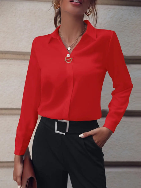 Fashionable Elegant Business Style Long Sleeve Shirt With Pearl Button - Lootquake