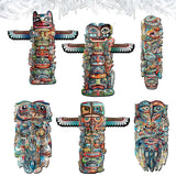 Spirit of the Totem Decorative Wooden Clip-on Ornaments Set of 6 by G. Debrekht - Wildlife Decor - 8090117C-S6