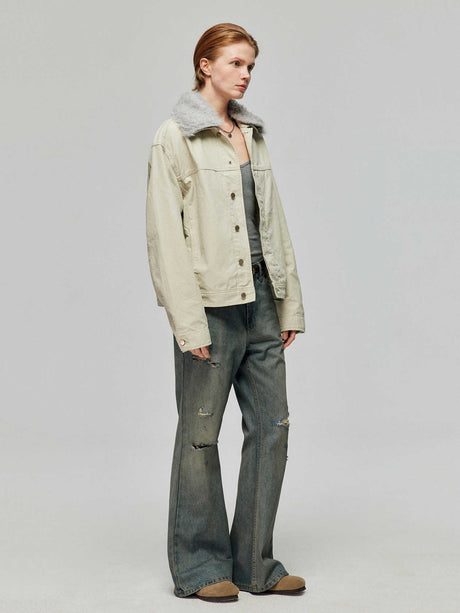 Cotton Retro Make Old Ripped Loose Micro-flared Trousers Jeans - Lootquake