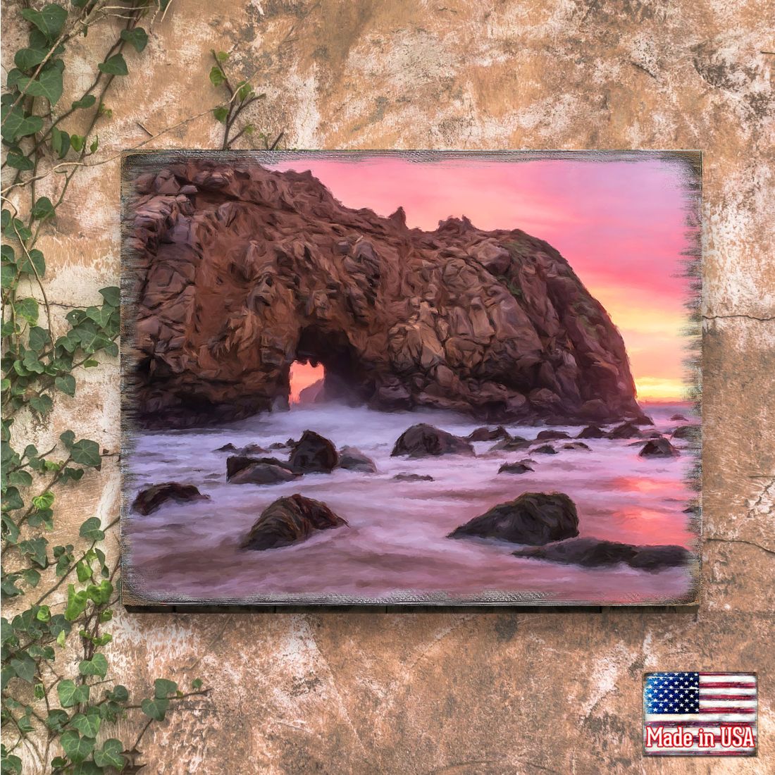 Ocean Sunset Art Wooden Wall Art by Nature Wonders - Nature Wildlife Decor  - 95403B