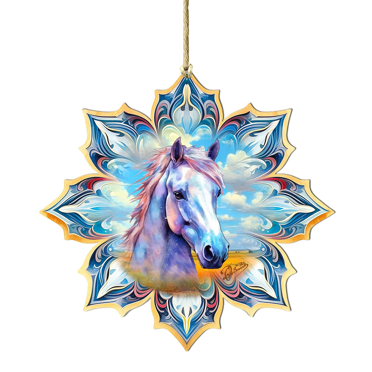 Adornos de madera con forma de copo de nieve de caballo blanco de G. Debrekht - Decoración de vida silvestre - 8688433