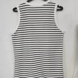 Ladies' Black And White Striped V-neck Sleeveless Tank Top - Lootquake
