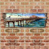 Arte mural de madera con panorama de muelle de G. DeBrekht Coastal Decor - 8491103W