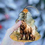Adornos de madera para árbol de Navidad con temática de oso grizzly del bosque, de G.Debrekht - Decoración navideña de vida silvestre - 870010