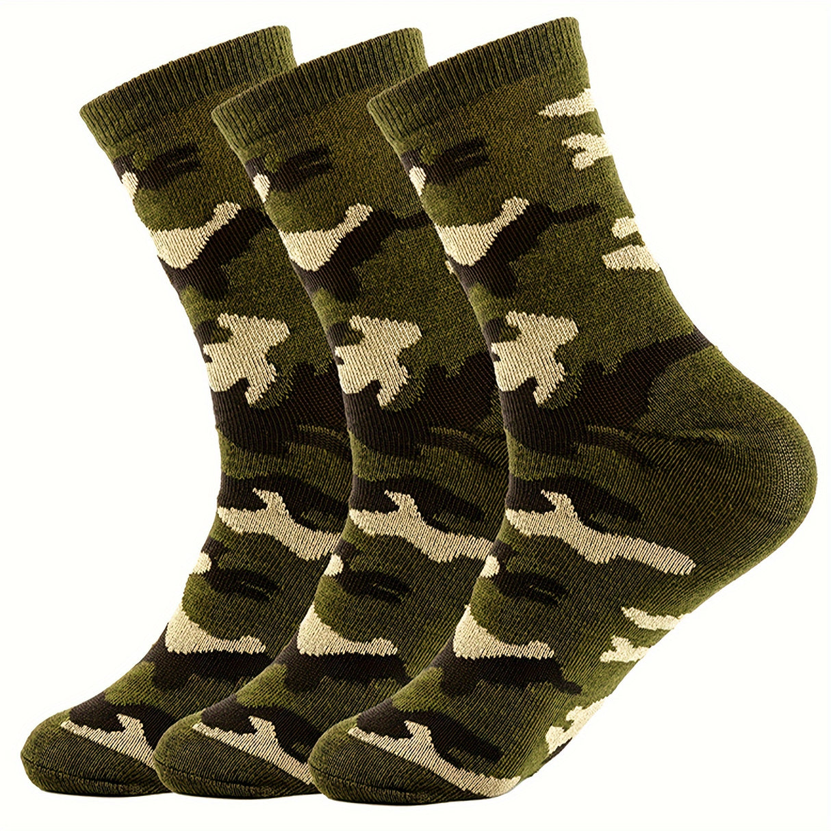 Lot de 3 paires de chaussettes de sport camouflage pour homme - Résistantes, extensibles et côtelées pour toutes les saisons