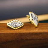 Rhombus Earrings Female Two-tone Geometric Design - Lootquake