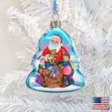 Gift Giving Santa Mercury Glass Ornament by G. DeBrekht - Christmas Santa Snowman Decor - 773013