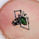 Retro Black Spider Rhinestone Ring