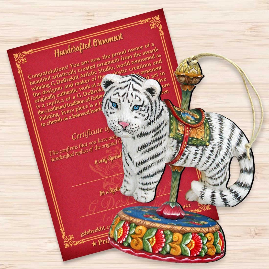 Carousel Tiger Christmas Wooden Ornaments by G. DeBrekht - Carousel Holiday Decor - 8114046