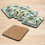 Pelicans Wooden Cork Coasters Gift Set of 4 by J. Bergsma - Coastal Holiday Decor  - 8199460C-S4