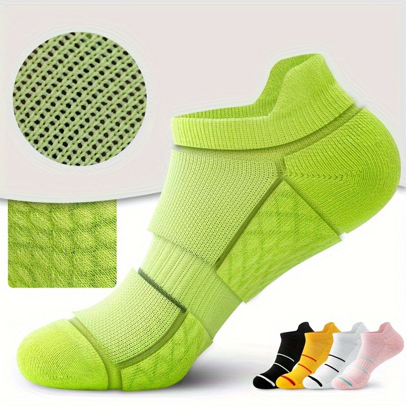 5 pares de calcetines deportivos profesionales para hombre, de verano, de malla fina, transpirables, absorbentes del sudor, antiolor, con protección para el talón y las orejas.