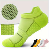 5 pares de calcetines deportivos profesionales para hombre, de verano, de malla fina, transpirables, absorbentes del sudor, antiolor, con protección para el talón y las orejas.