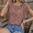 Ladies' Floral Print Contrasting Batball Sleeves Round Neck Fashionable Casual T-shirt Top - Lootquake