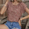 Ladies' Floral Print Contrasting Batball Sleeves Round Neck Fashionable Casual T-shirt Top - Lootquake