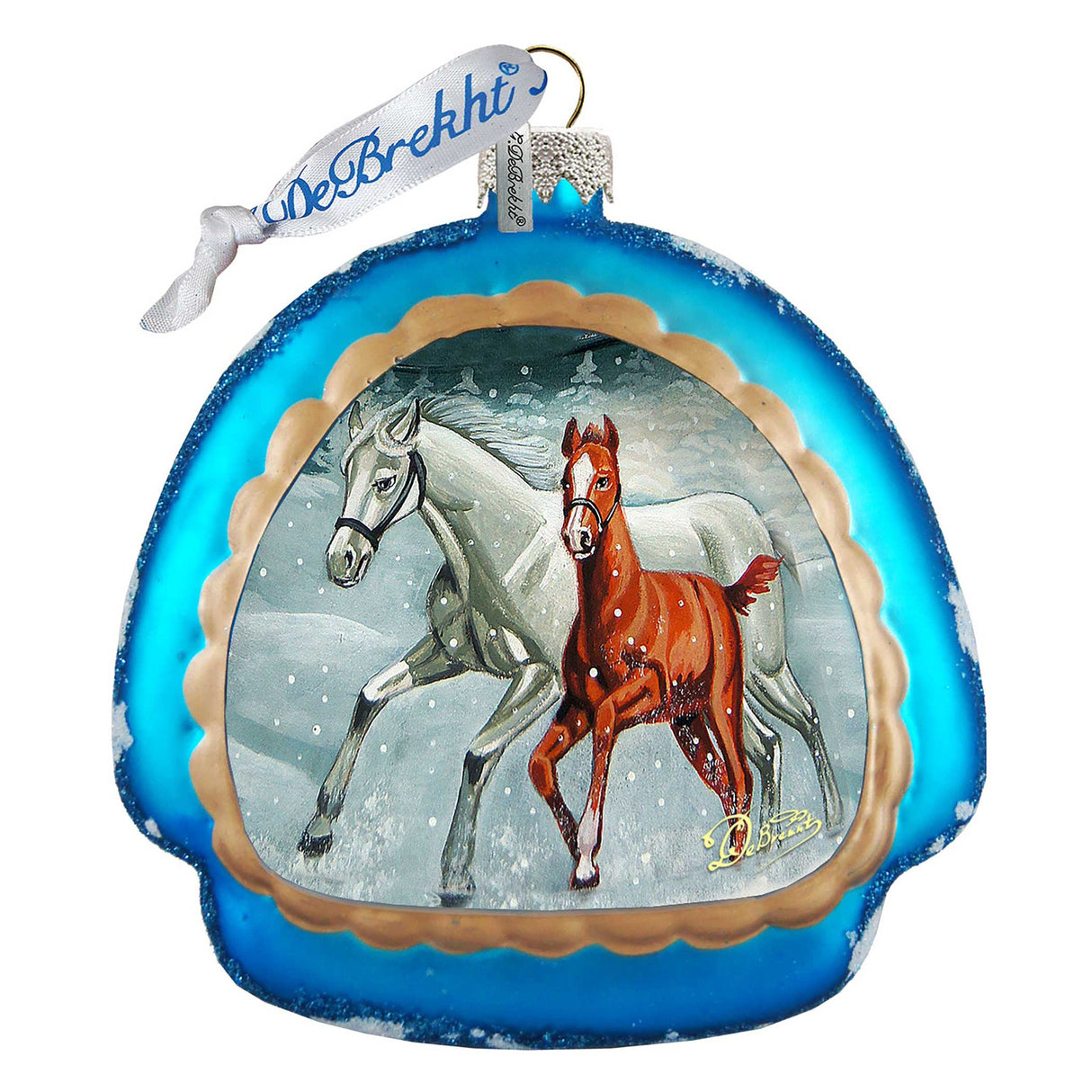 Adorno de cristal con caballos de invierno de G. DeBrekht - Decoración navideña - 756-015