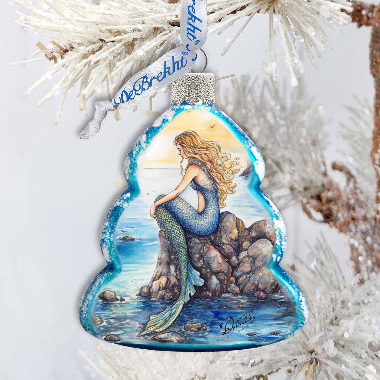 Beach House Decor - Mermaid Keepsake Glass Ornaments by G. Debrekht - Coastal Holiday Decor - 777400