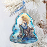 Beach House Decor - Mermaid Keepsake Glass Ornaments by G. Debrekht - Coastal Holiday Decor - 777400