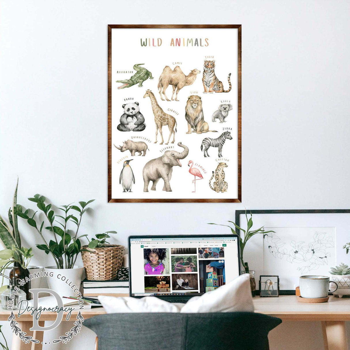 Wild Animals Kids Room Decor - Montessori Wooden Poster - Homeschool I Educational Poster - Classroom Decor - Playroom Art - 310219