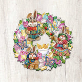 Easter Family Holiday Door Wreath by G. DeBrekht - Easter Spring Decor - 8185301-3H