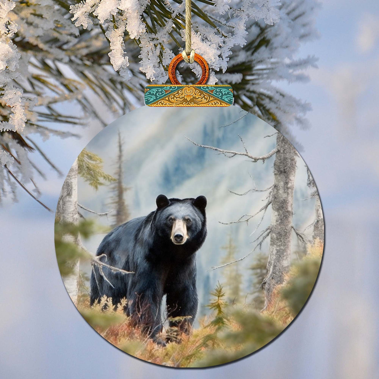 Adornos de madera "Viaje del oso negro de Alaska" de G.Debrekht - Decoración navideña con temática de vida silvestre - 870072