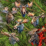 Majestic Moose Decorative Wooden Clip-on Ornaments Set of 6 by G. Debrekht - Wildlife Decor - 8090108C-S6