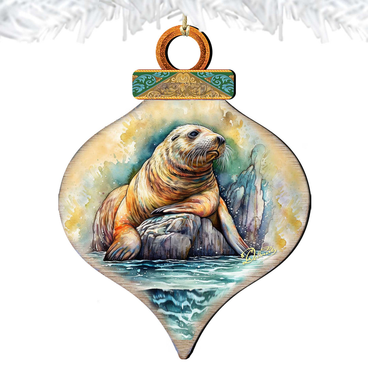Coastal Sea Lion Wooden Ornaments by G.Debrekht - Wildlife Holiday Decor - 8710126