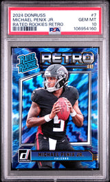 Graded 2024 Panini Donruss Michael Penix Jr #7 Rated Rookies Retro Rookie RC Football Card PSA 10 Gem Mint