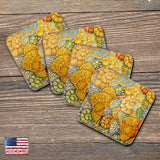 Fish Coastal Art Wooden Cork Coasters Gift Set of 4 by Nature Wonders - Nature Wildlife Decor  - 95018C-S4