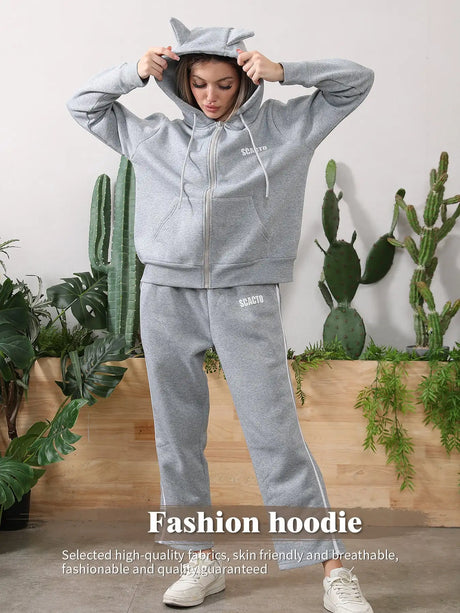 Women's Long Sleeved Hoodie Set - Lootquake