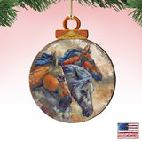 Let Them Run Horse Heads Wooden Ornaments by J. Bergsma - Wildlife Holiday Decor - 8591259-JB