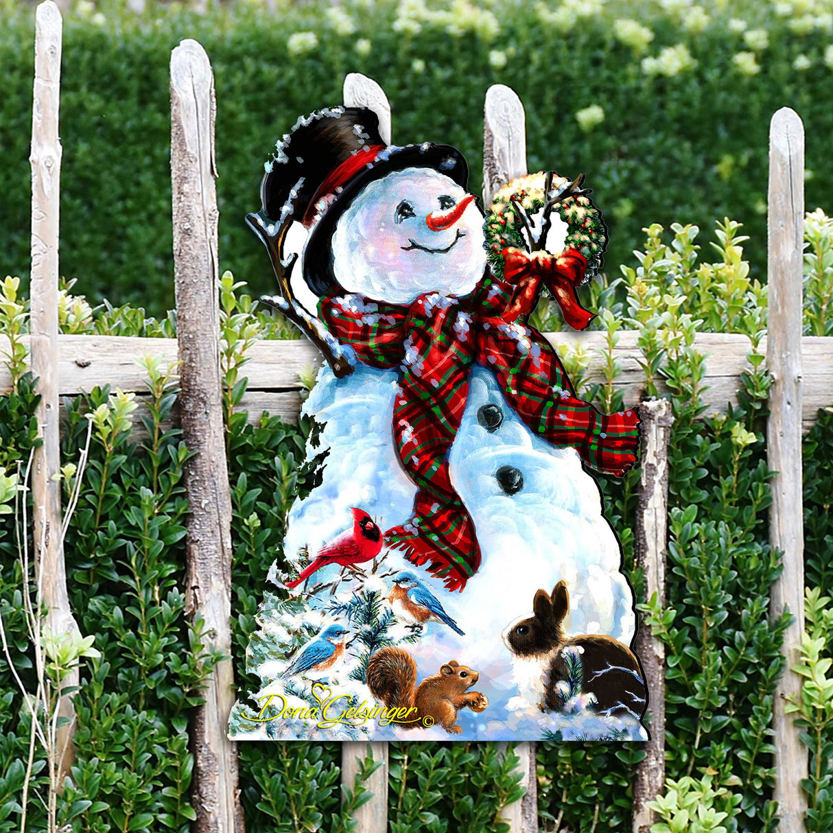 Decoración navideña para puerta de estilo antiguo de D. Gelsinger - Decoración navideña de Papá Noel y muñeco de nieve - 8461024H-1563