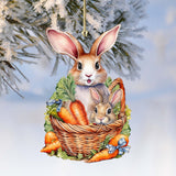 Easter Bunnies with Carrots Wooden Ornaments by G. DeBrekht Easter Spring Decor - 8652773