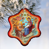 One-of-a-Kind Orthodox Nativity Snowflake Glass Ornament by G. Debrekht - Nativity Holiday Decor - 754-048