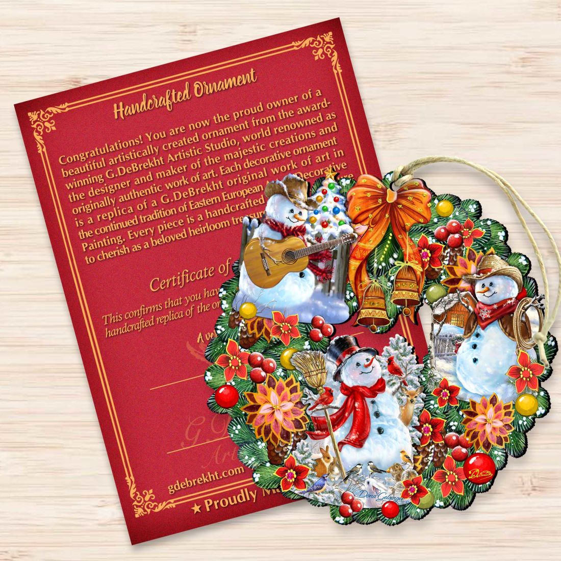 Adornos de madera con corona nevada del oeste de Gelsinger - Decoración navideña - 8185307-3-DG