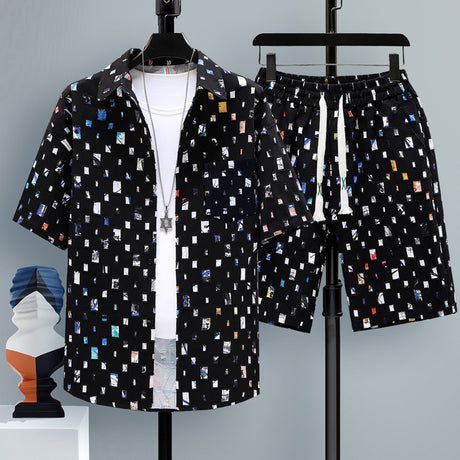 Men's Short-sleeved Suit Youth Student Leisure Sports Cool Shorts Two-piece Set - Lootquake