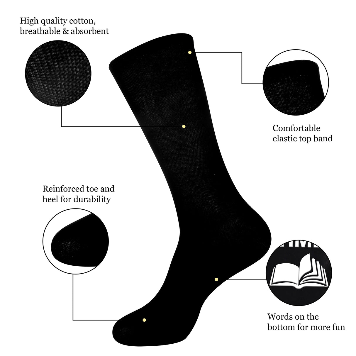 1 Pair of Novelty Crew Socks - Ultra-Breathable, Super Soft, and Humorous Letter Print Design - Ideal for Men, Perfect for Outdoor Activities, Unique Gift for Book Lovers