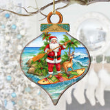 Beach Themed Ornaments - Santa's Surf Wooden Ornaments by G.Debrekht Coastal Holiday Decor - 8688187