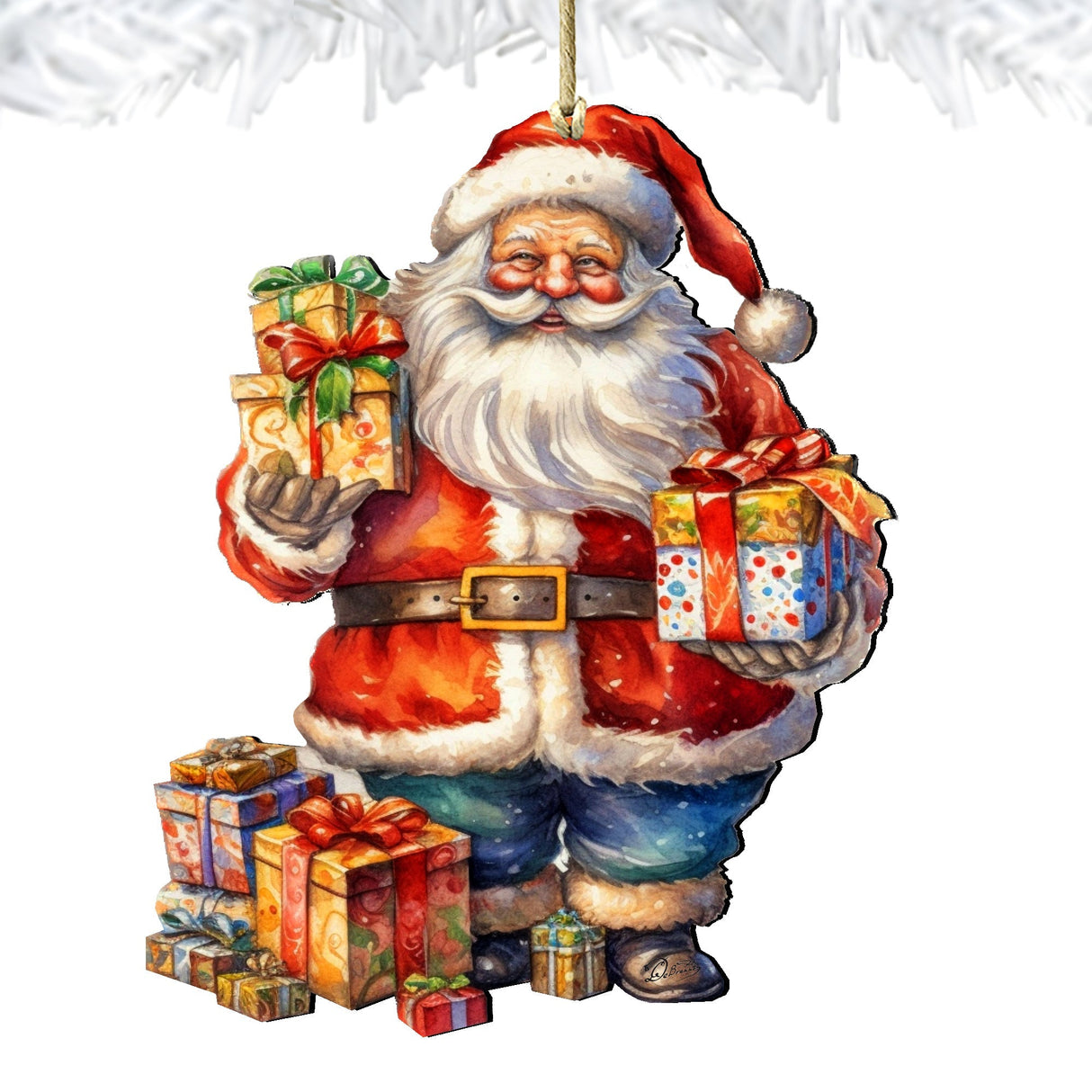 Merry Delivery Santa Wooden Ornaments by G. Debrekht Christmas Santa Snowman Decor - 8611080